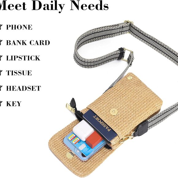 Straw Small Summer Purses for Women Crossbody Purse Beach Bags for Everyday Crui - Picture 5 of 7